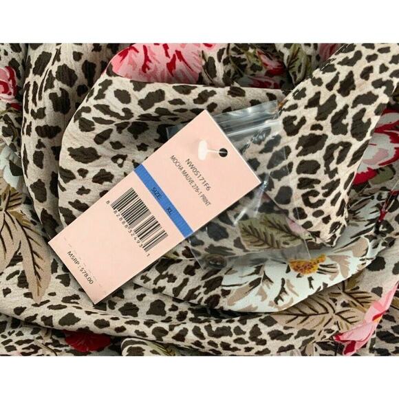 Nanette Lepore Button Up Shirt Blouse XL Floral Cheetah Animal Print Multicolor - Picture 7 of 7